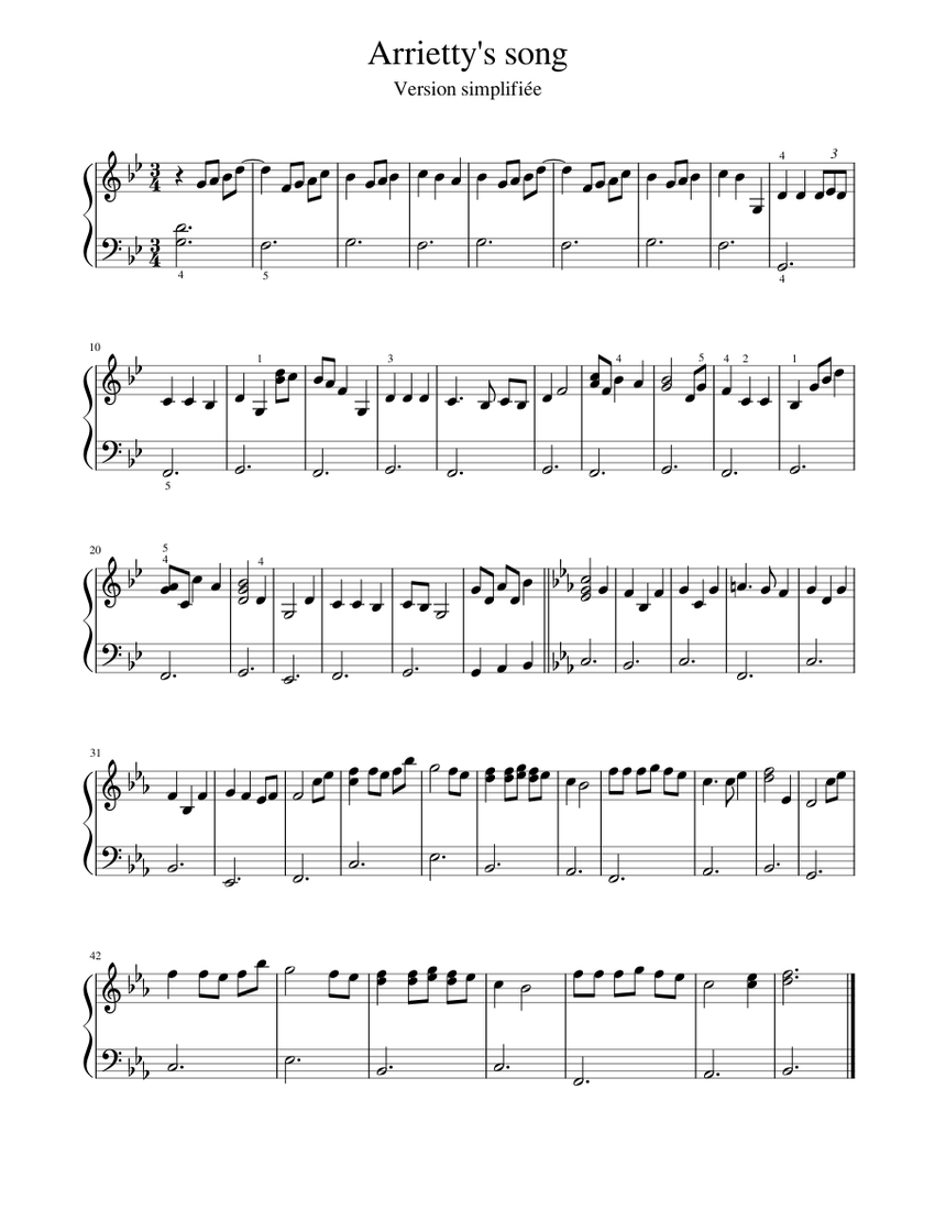 Arrietty's song Sheet Music for Piano (Solo) easy | MuseScore.com