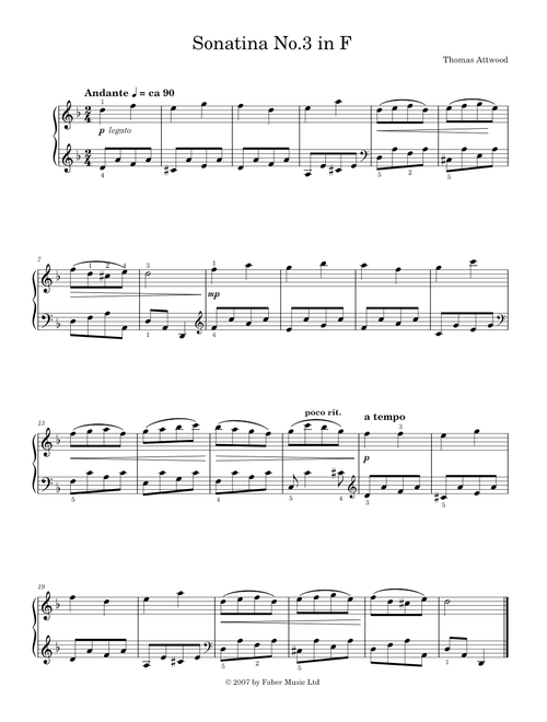 Sonatina No.3 in F - Attwood (Solo)
