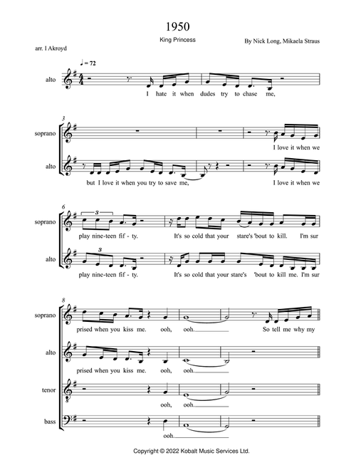 1950 (Arr. I. Akroyd) - King Princess (Choral, SATB)