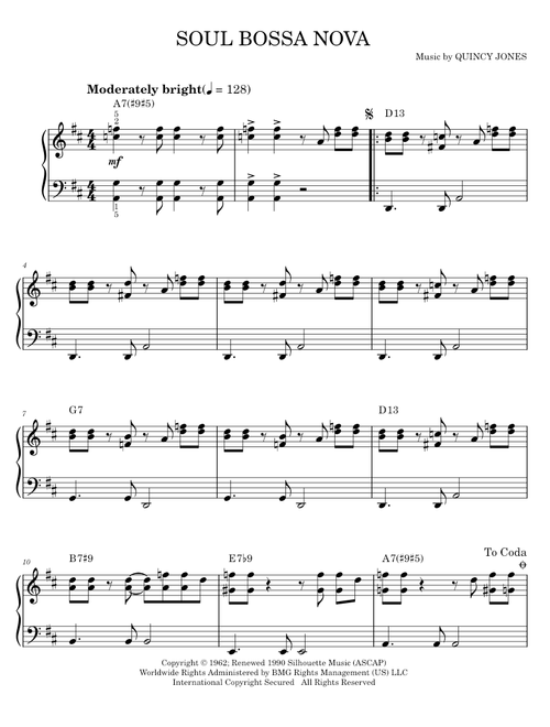 Soul bossa nova - Quincy Jones (Easy Piano)