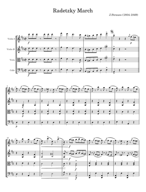 J.Strauss  Radetzky March, for string quartet, CS101 - J Strauss II (junior)