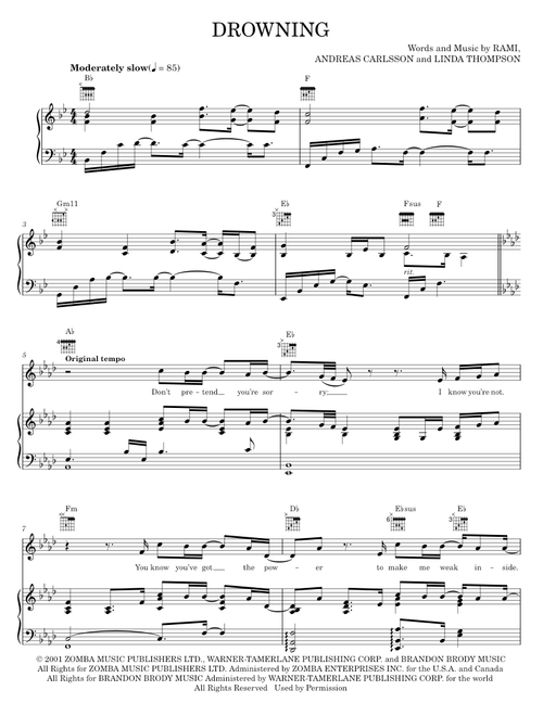 Drowning - Backstreet Boys (Piano-Vocal-Guitar)