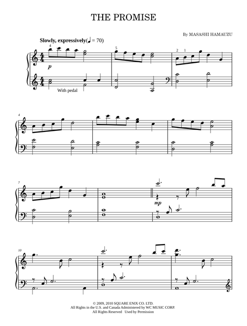 The Promise - Masashi Hamauzu (Easy Piano)