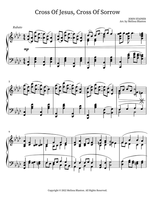 Cross of Jesus, Cross of Sorrow (Arr. Melissa Blanton) - John Stainer (Piano Solo)