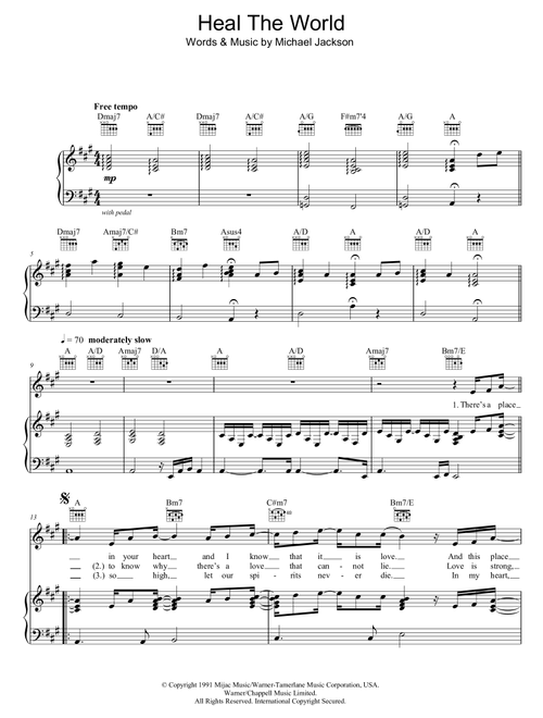 Heal The World - Michael Jackson (Piano-Vocal-Guitar (Piano Accompaniment))