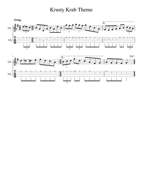 Krusty Krab Theme ukulele [TABS]