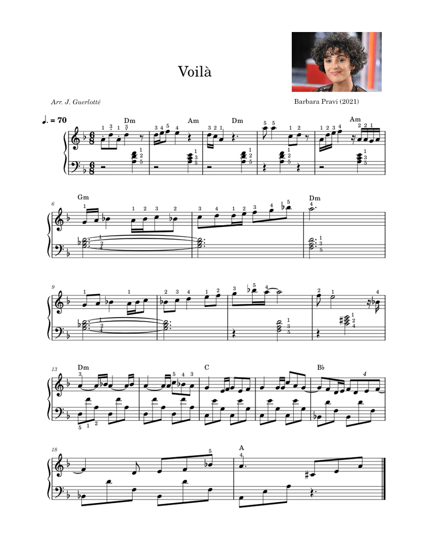 Voilà – Barbara Pravi - piano tutorial