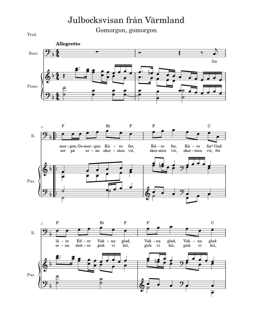Staffansvisa – Misc tunes Julbocksvisan från Värmland Sheet Music