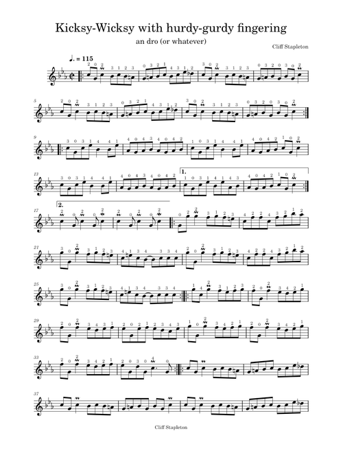 Kicksy-Wicksy (hurdy-gurdy fingering)