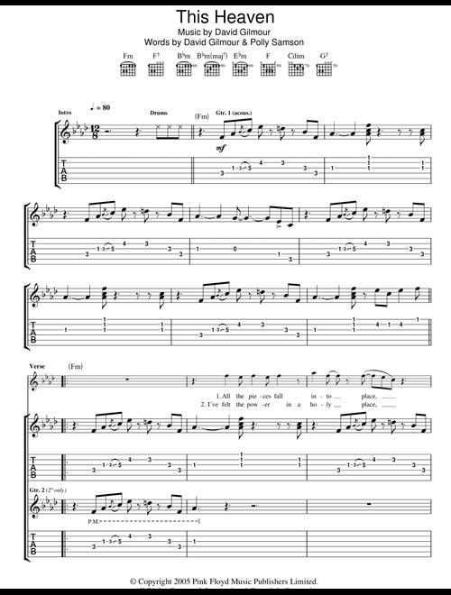 This Heaven - David Gilmour (Guitar Tab)