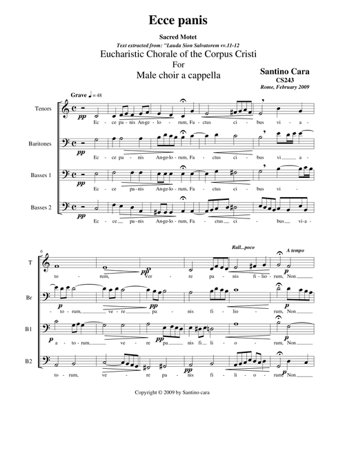 Ecce panis (Eucharistic Chorale) for male choir a cappella - Santino Cara (Choral, Mixed)
