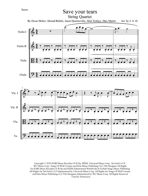 Save Your Tears (Arr. José angel Ortiz ramirez) - The Weeknd (String Quartet)