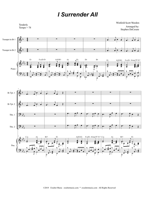 I Surrender All (Brass Quartet and Piano - Alternate Version) (Arr. Stephen DeCesare) - Winfield Scott Weeden (Brass Ensemble)