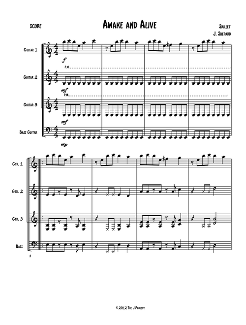 Awake And Alive (Arr. Jeremy Shepard) - Skillet (Guitar Ensemble)