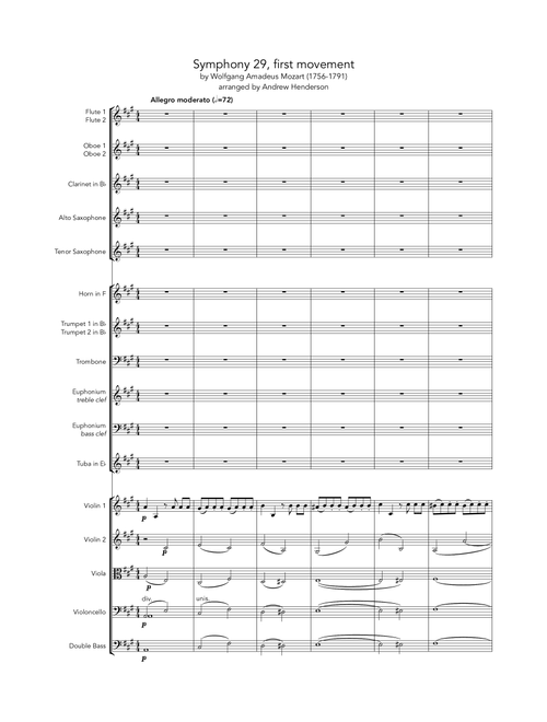 Mozart 29 (first movement) (school orchestra) (Arr. Andrew Henderson) - Wolfgang Amadeus Mozart (Full Orchestra)