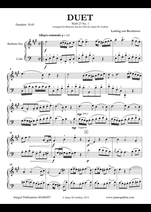 Play Official version of Three Duets WoO 27 Sheet Music by Ludwig