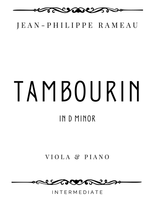 Rameau - Tambourin in D minor - Intermediate (Arr. Piacere Music Sheets) - Jean-Philippe Rameau (Viola and Piano)