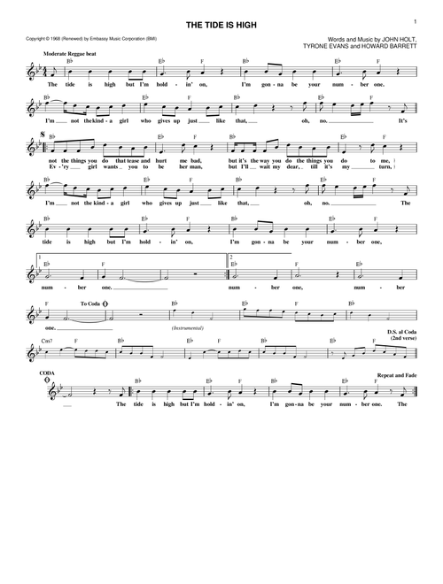 The Tide Is High - Blondie (Lead Sheet - Fake Book)
