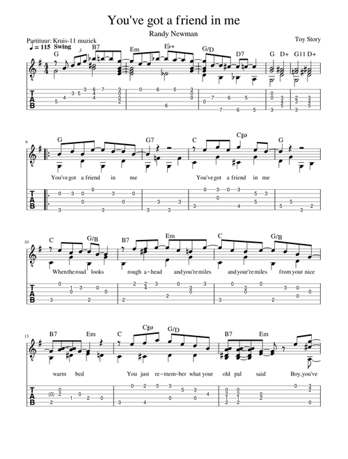 Randy Newman - You've got a friend in me - guitar TAB