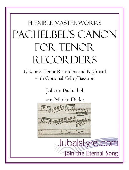 Canon (Tenor Recorder and Keyboard) (Arr. Martin Dicke) - Jubal's Lyre Music (Small Ensemble)