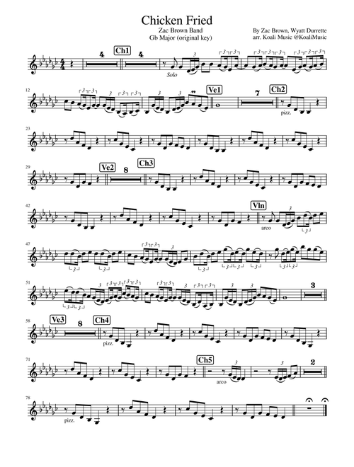 Chicken Fried (Arr. KoaliMusic) - Zac Brown Band (Violin Solo)