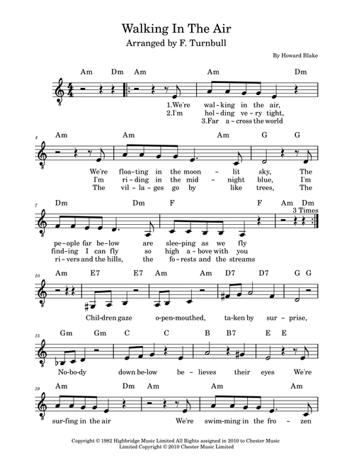 Walking In The Air (Arr. F. Turnbull) - Howard Blake (Piano-Vocal-Guitar (Piano Accompaniment))