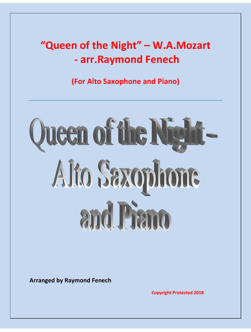 Queen of the Night - From the Magic Flute - Alto Sax and Piano (Arr. Raymond Fenech) - W.A.Mozart (Alto Sax and Piano)