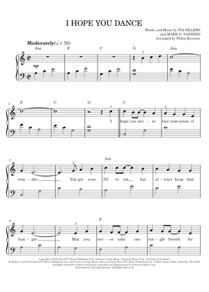 Play Official version of I Hope You Dance Sheet Music by Lee Ann Womack ...