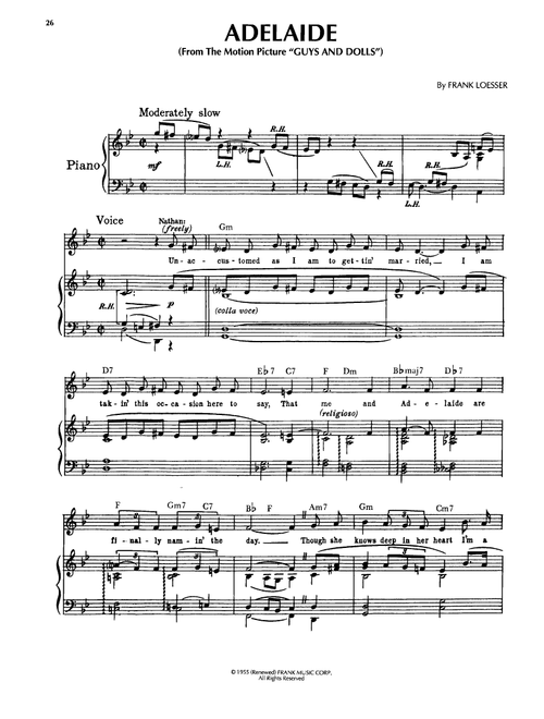 Adelaide (from Guys And Dolls) - Frank Loesser (Piano-Vocal-Guitar)