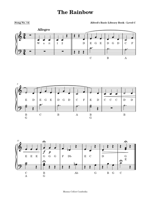 The Rainbow – Willard A. Palmer (Song No. 14. Allegro)