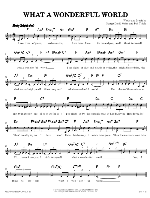 What A Wonderful World [lead sheet] – George David Weiss, Bob Thiele