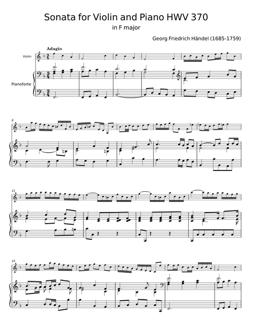Sonata for Violin and Piano – Georg Friedrich Händel