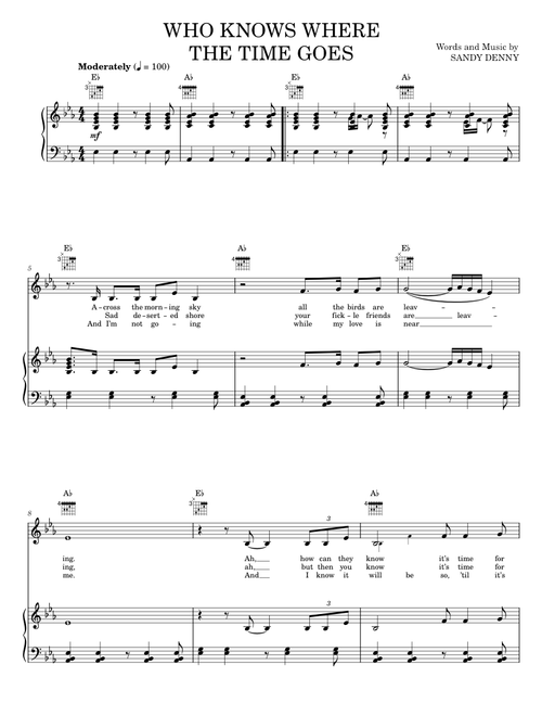 Who Knows Where The Time Goes - Eva Cassidy, Judy Collins (Piano-Vocal-Guitar)