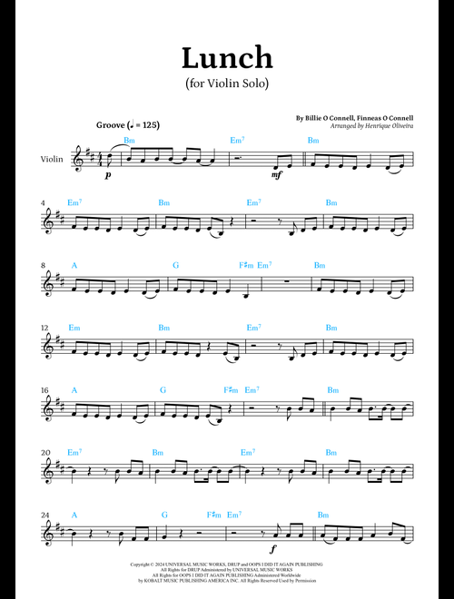 Lunch (Arr. Henrique Oliveira) - Billie Eilish (Violin Solo)