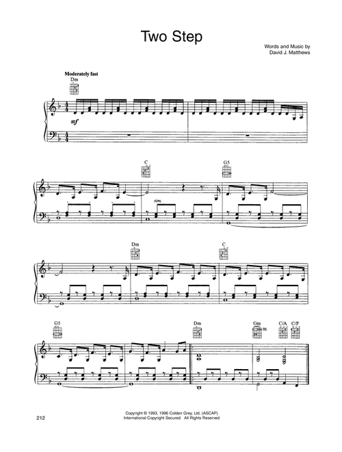 Two Step - Dave Matthews Band (Piano-Vocal-Guitar)