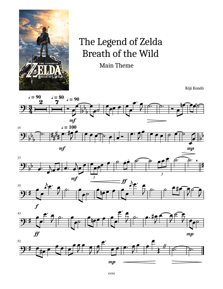 Breath Of The Wild The Legend Of Zelda Fagot Sheet Music For Bassoon Solo Musescore