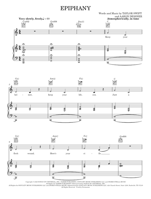 Epiphany - Taylor Swift (Piano-Vocal-Guitar)
