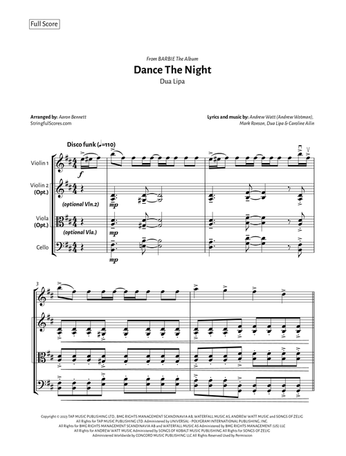 Dance The Night (Arr. Aaron Bennett) - Dua Lipa (String Ensemble)