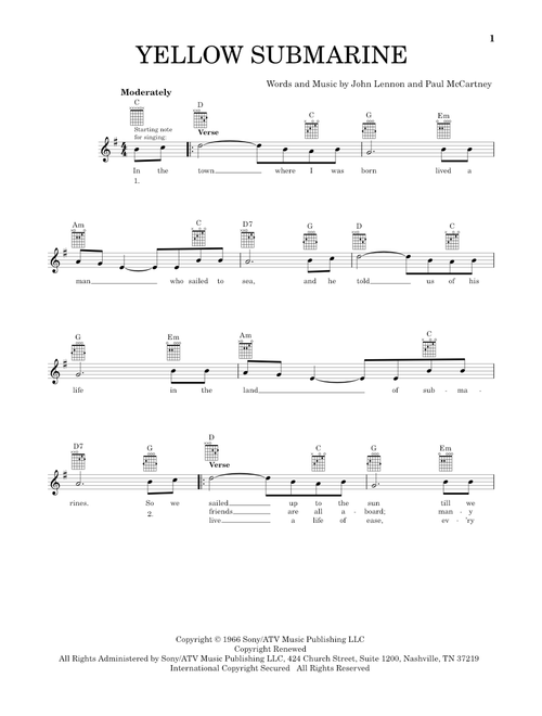 Yellow Submarine - The Beatles (Easy Guitar)