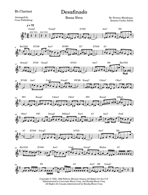 Desafinado (Arr. Cruz Publishing) - Antonio Carlos Jobim, Newton Mendonça (Clarinet Solo)