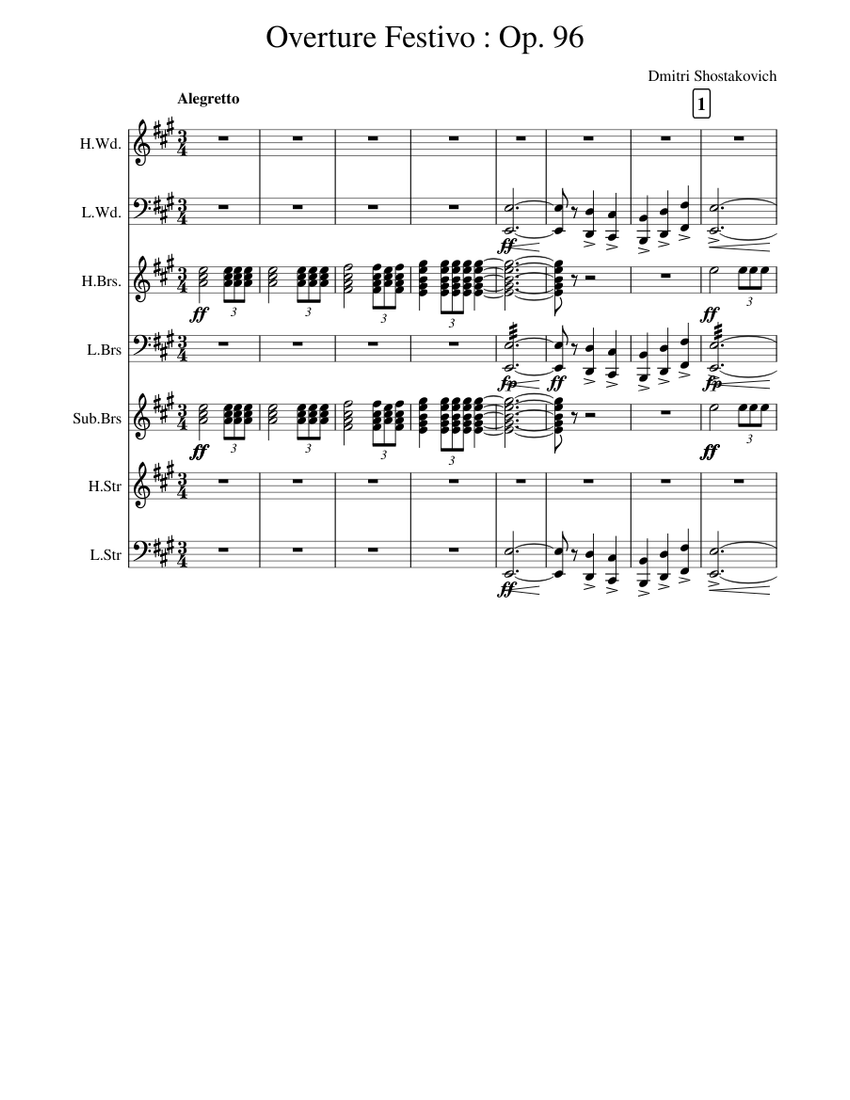 Overture Festivo Op 96 Sheet music for Piano (Mixed Ensemble