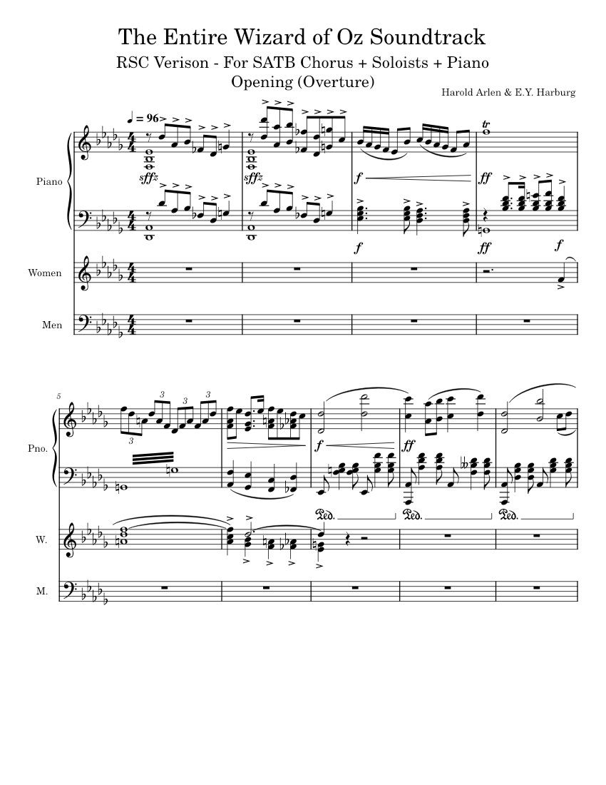 The Entire Wizard of Oz Soundtrack Sheet music for Piano, Female, Male ...