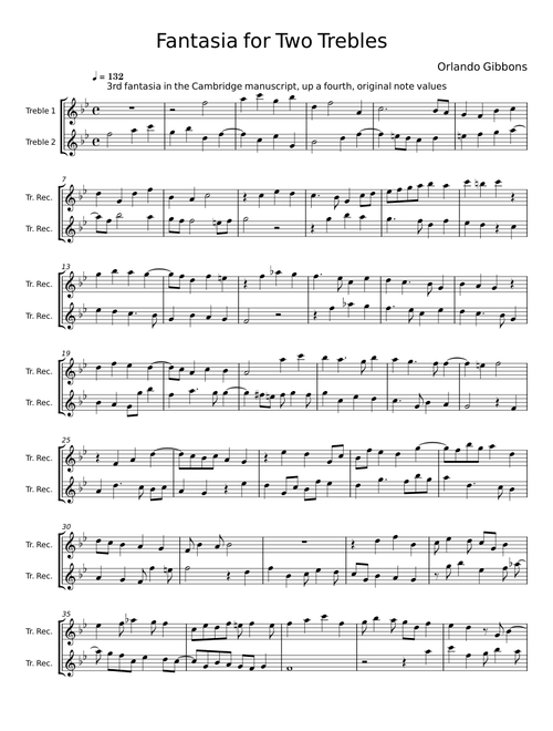 Six Fantasias for Two Treble Viols - Orlando Gibbons