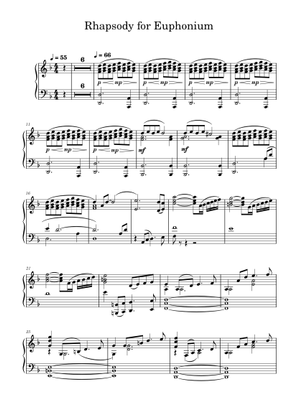 ● 吹奏楽楽譜  Curnow / Rhapsody on American Rhapsody for Euphonium by James Curnow bass clef Sheet Music for