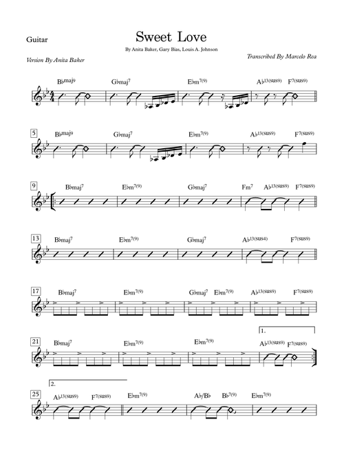 Sweet Love (Arr. Transcribed By Marcelo Rea) - Anita Baker (Guitar and Piano)