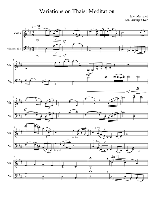 Variations on Thais: Meditation for Violin and Cello