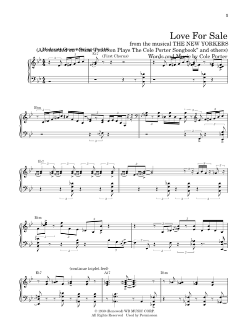Love For Sale - Oscar Peterson, Cole Porter (Piano Transcription)