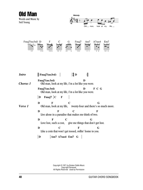 Old Man - Neil Young (Guitar Chords-Lyrics)