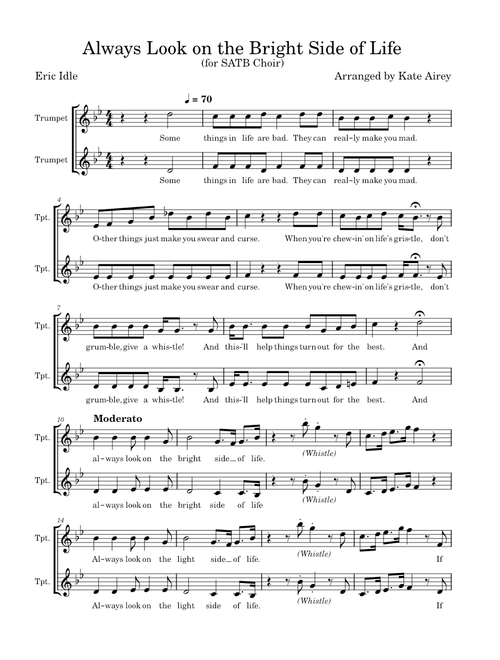 Always look on the bright side of life – Eric Idle Always Look On The Bright Side Of Life Monty Pythons Trumpet Duet