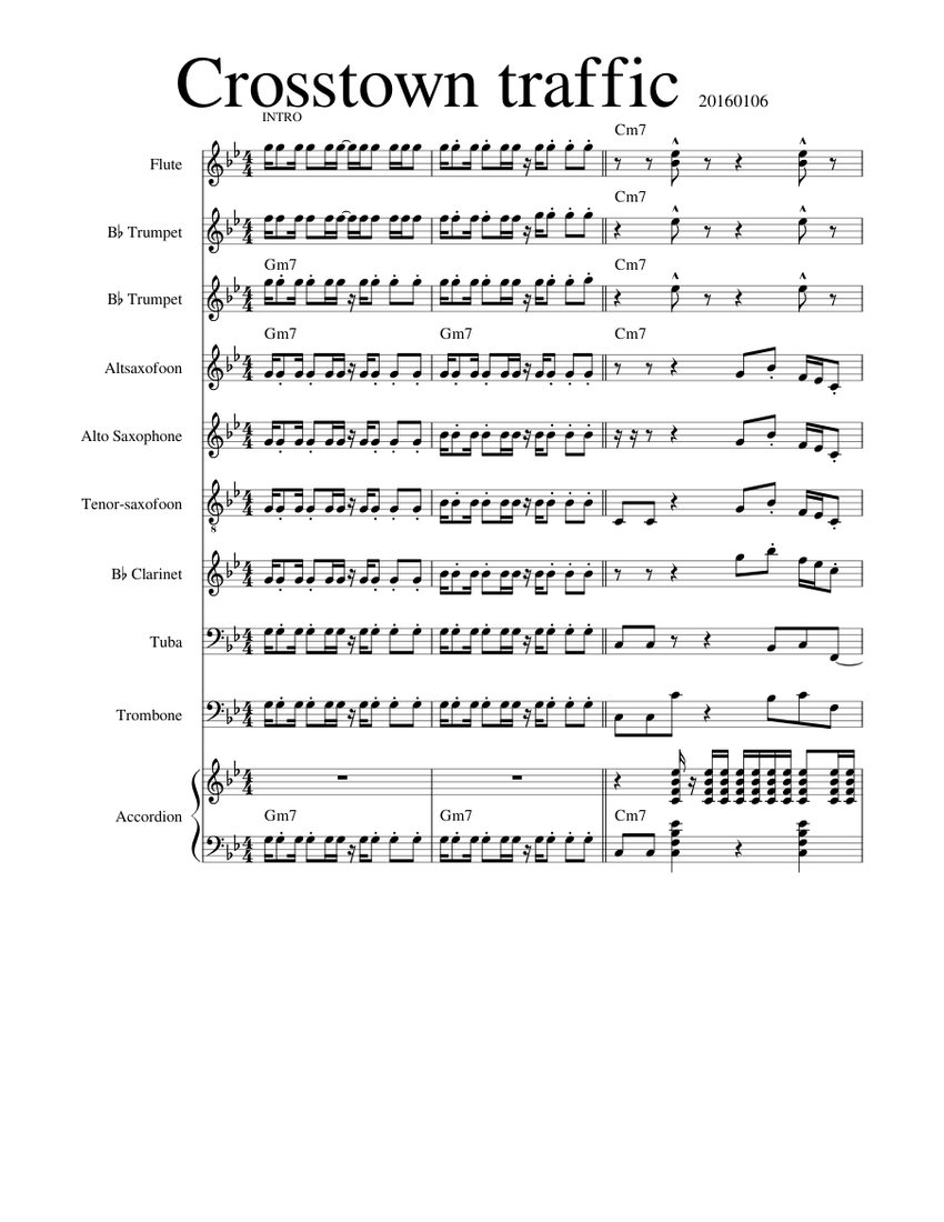 Crosstown traffic score Sheet Music with Chords for Trombone